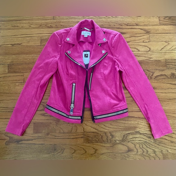 Joseph Ribkoff Hot Pink Fuchsia Moto Jacket Style 211954 Size Medium NEW W/ TAGS - Picture 2 of 12